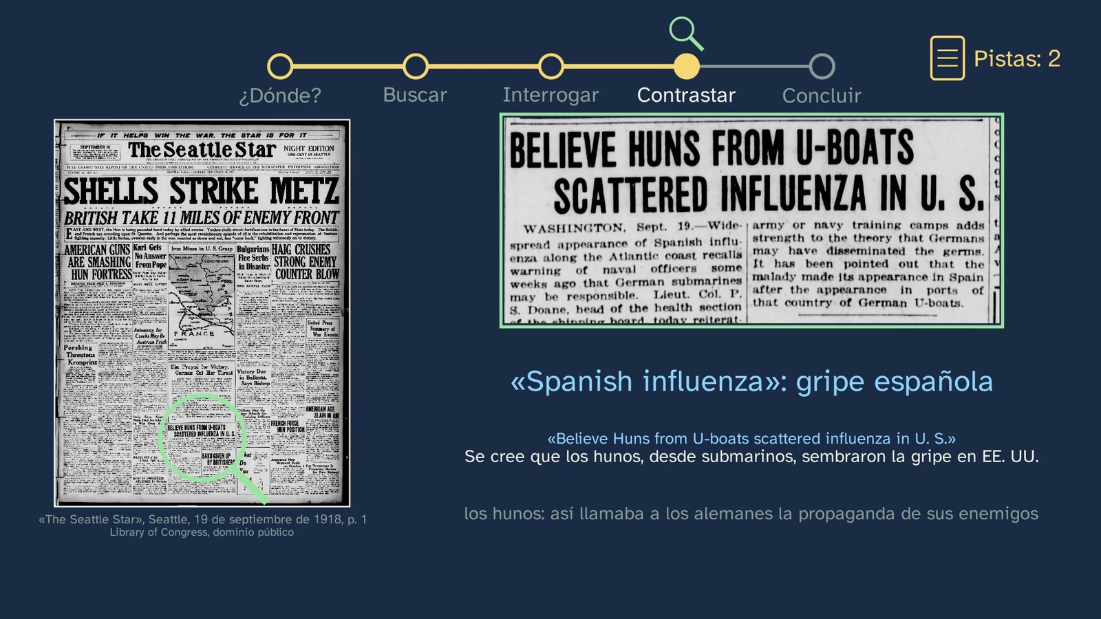 Contrastar: «The Seattle Star», 19 de septiembre de 1918.